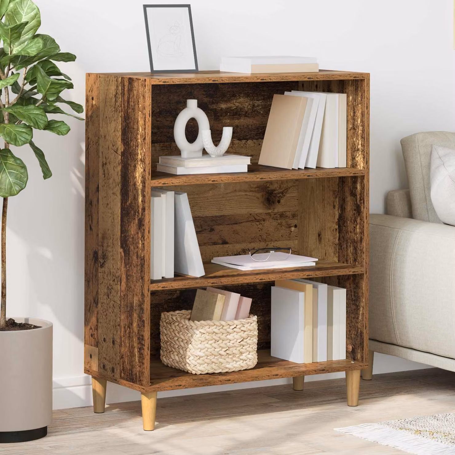 Credenza moderna vidaXL in legno ingegnerizzato marrone L: 69,5 cm, P: 32,5 cm, H: 90 cm