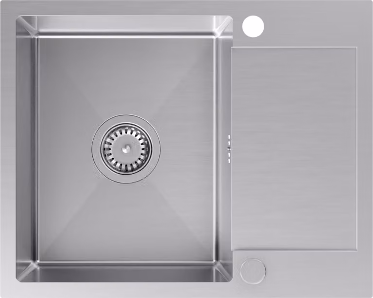 VBChome Lavello in acciaio inox 60 x 48 cm Lavello da incasso in acciaio inox spazzolato a due fori Lavello da cucina a vasca grande con scolapiatti Siphon