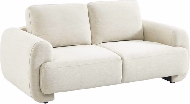 Divano moderno Sweeek a 2 posti in tessuto beige con struttura in legno per il tuo soggiorno L: 174 cm, P: 78 cm, H: 88 cm