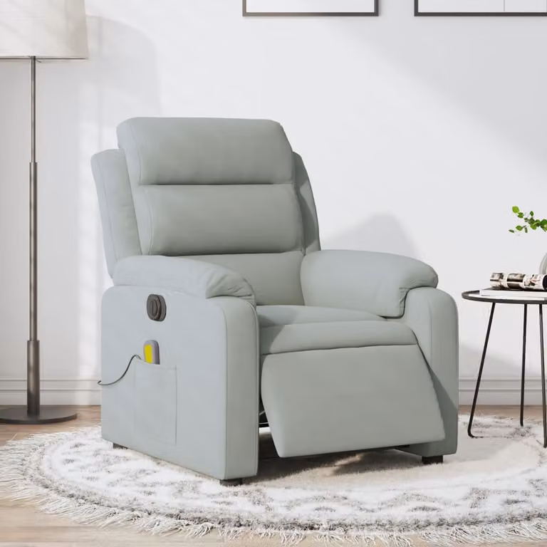 vidaXL Poltrona Elettrica Reclinabile con Massaggio in Velluto Grigio