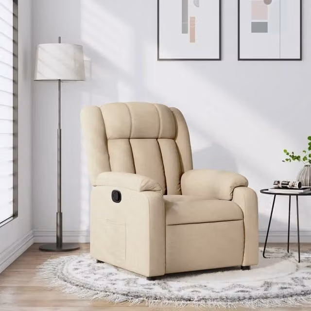 Poltrona Reclinabile Relax vidaXL in Tessuto Beige con Braccioli e Meccanismo Manuale