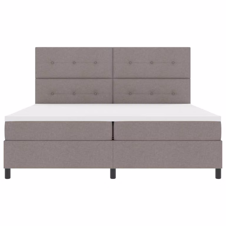 vidaXL Letto a molle Talpa con materasso, illuminazione LED sottostante e porte USB, in tessuto beige o grigio, L/P/H: 200 x 200 x 203 cm
