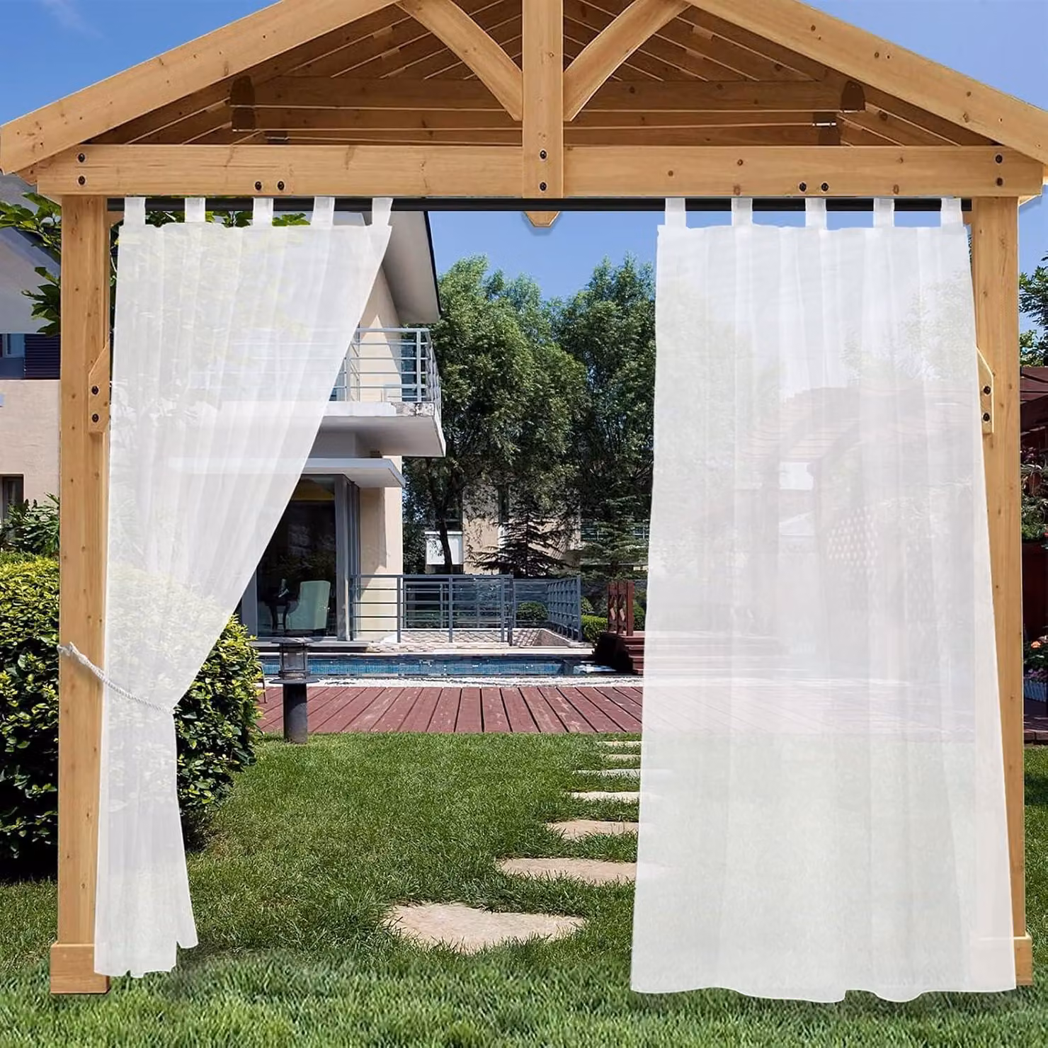 Tende da esterno impermeabili, 132 x 244 cm, con passanti removibili, ideali per balconi e gazebi