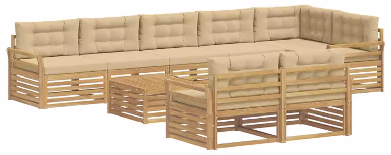 Set di divani da esterno, 9 pezzi, colore beige, dimensioni 79 x 79 x 37 cm