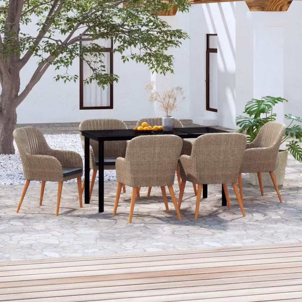 Maison Exclusive - Set da pranzo da giardino da 7 pezzi con cuscini marroni