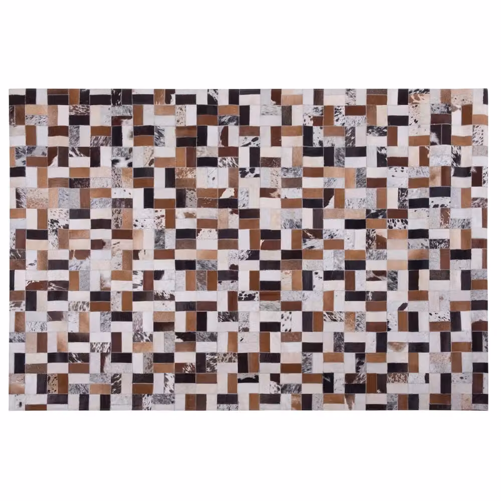 Tappeto in pelle bovina patchwork BELIANI multicolore marrone e beige, rettangolare, fatto a mano, L: 230 cm, P: 160 cm – 2