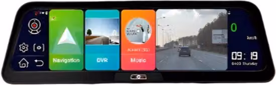 Dashcam per Auto con Schermo da 10 pollici, Tecnologia 4G, ADAS, GPS e Navigazione, Doppio Obiettivo con Telecamera di Rinculo da 15m, Colore Nero