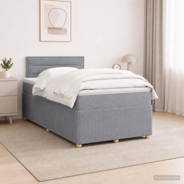 vidaXL Letto box spring con materasso Grigio Chiaro 120 x 200 cm