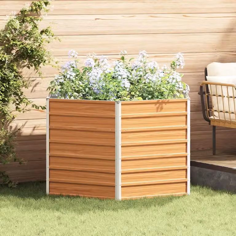 Letto rialzato da giardino vidaXL in acciaio galvanizzato Marrone, L: 129 cm, P: 129 cm, H: 77 cm