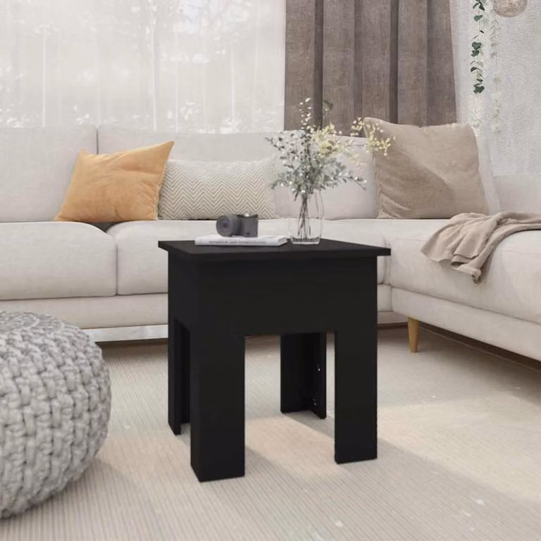 vidaXL Tavolino da Salotto Moderno Nero in MDF con Piano Quadrato L/P/H: 40 x 40 x 42 cm