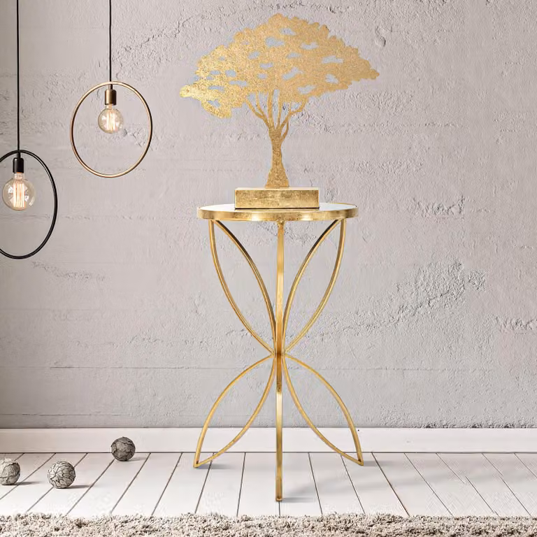 Balesosa - Tavolino da Salotto, 35x35x60h cm oro, Design con Farfalla