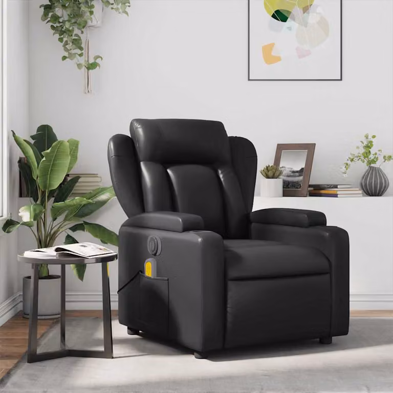 vidaXL Poltrona Reclinabile Relax in Similpelle Nera con Braccioli