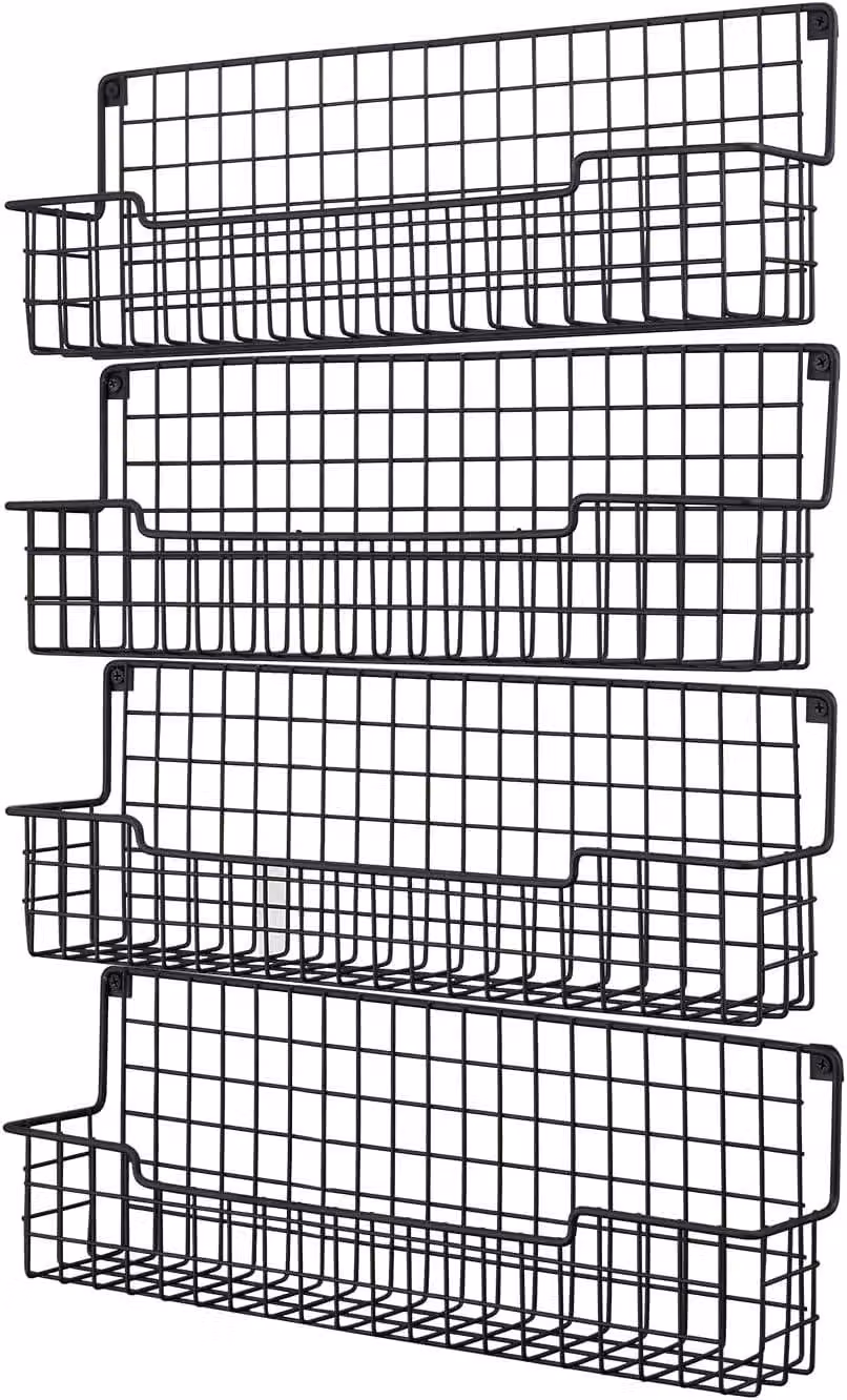Set di supporti a parete per erbe aromatiche, composto da 4 pezzi, colore nero, salvaspazio, ideale per la cucina