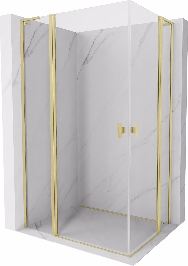 Mexen Mist L Duo cabina doccia con porta battente 115 x 95 cm, trasparente, oro spazzolato - 8A4L-115-095-55-00