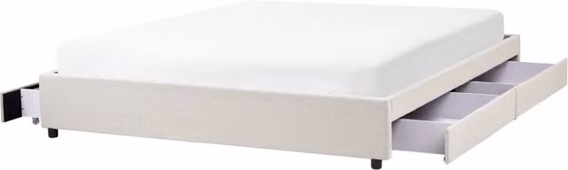 Letto matrimoniale in Tessuto beige chiaro con Cassetti 180 x 200 cm Design tradizionale