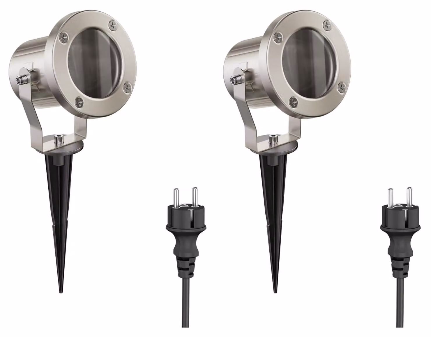 Set di 2 faretti LED per esterni MIBU, con picchetto da terra, in acciaio inossidabile, attacco GU10