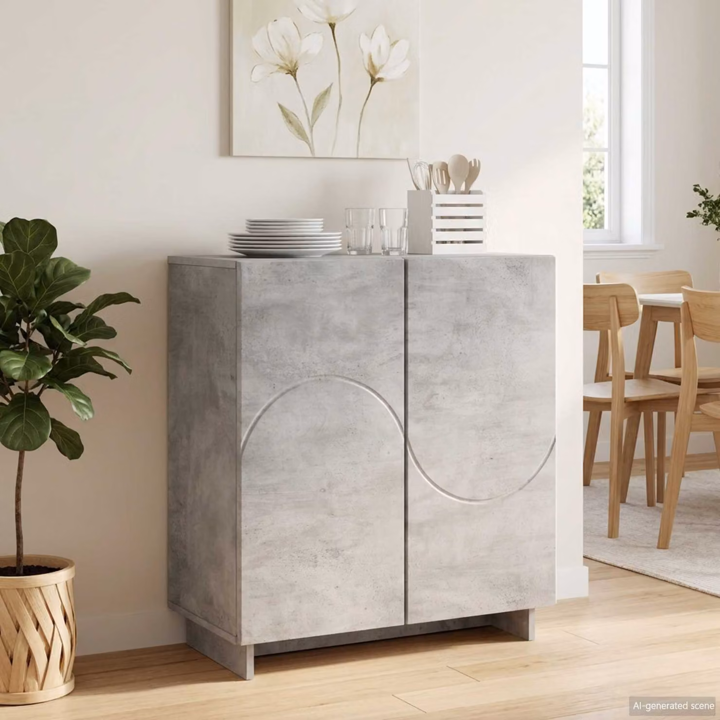 Credenza moderna vidaXL in legno ingegnerizzato grigio cemento L: 67 cm, P: 34,5 cm, H: 75 cm