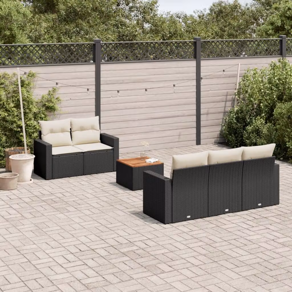 Maison Exclusive - Set da giardino 6 pezzi con cuscini in polyrattan nero