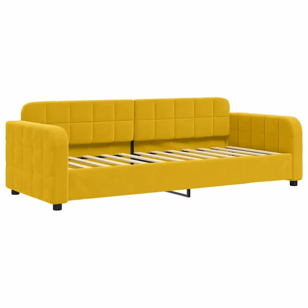 Letto da giorno moderno vidaXL in velluto giallo con struttura in metallo e legno – 2