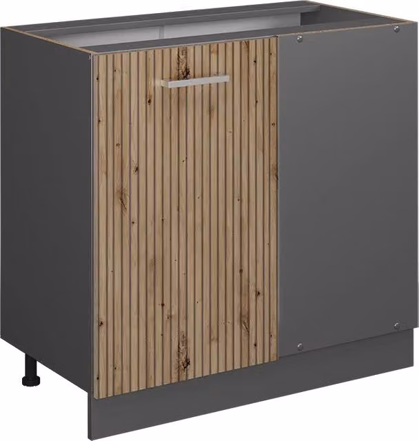 Mobile ad angolo cucina R-Line Rovere artigianale/Antracite 86 cm, PL Rovere Vicco