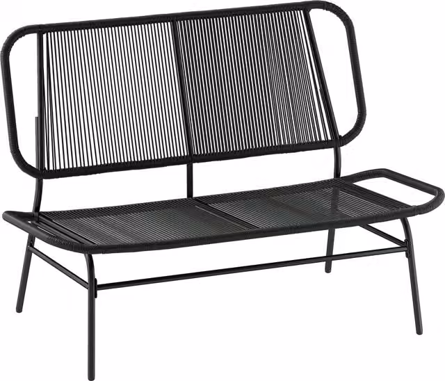Divano Outsunny a 2 posti in rattan nero con struttura in metallo e seduta imbottita