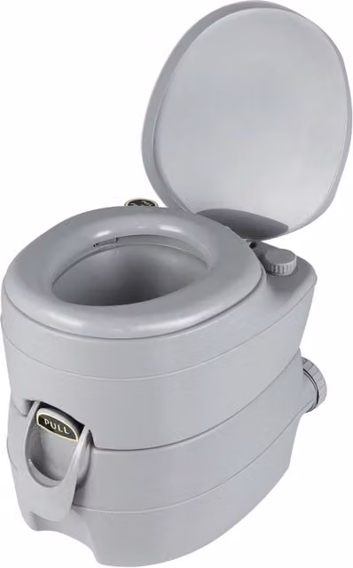 Toilette portatile da campeggio con serbatoio rifiuti da 20L, sedile antiscivolo e pompa di scarico, Grigio scuro, L/P/H: 45 x 42 x 40 cm