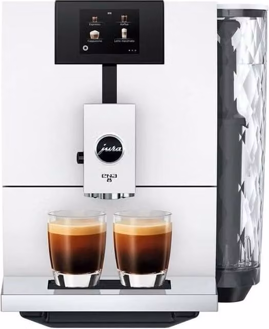 Jura ENA 8 Macchina da caffè automatica Full Nordic White, 15 specialità, Display Touch, 1,1 l, 1450 W, colore Bianco
