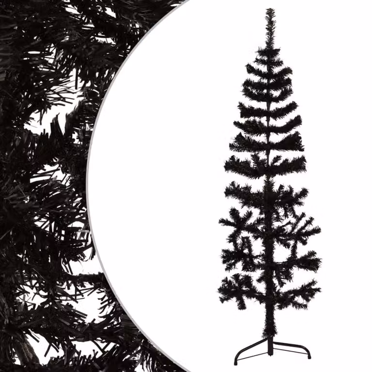 The Living Store Mezzo Albero di Natale Artificiale Slim Nero 150 cm