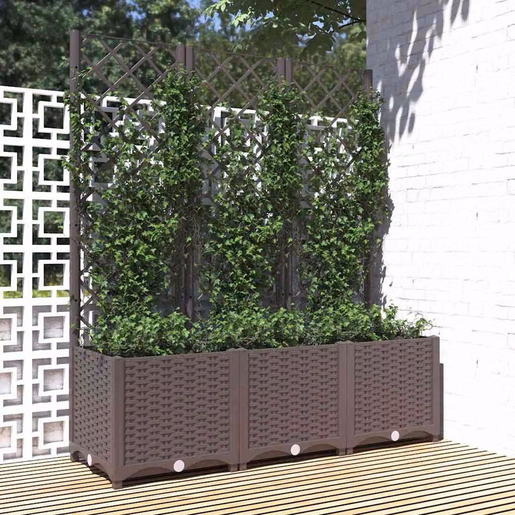 Fioriera da giardino con traliccio vidaXL marrone in plastica L/P/H: 120 x 40 x 136 cm