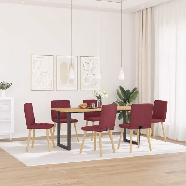 Sedie da Pranzo 6 pz Rosso Vino in Tessuto 3315494