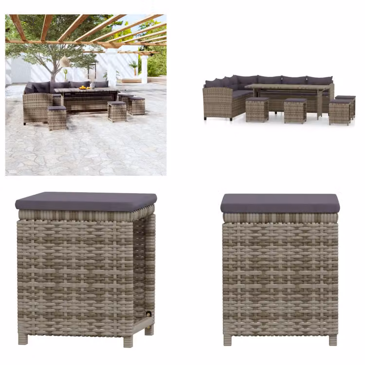 vidaXL set salotto da giardino 6 pezzi con cuscini in poly rattan grigio - set salotto da giardino - set salotto da giardino - set divano da patio - set salotto in poly rattan