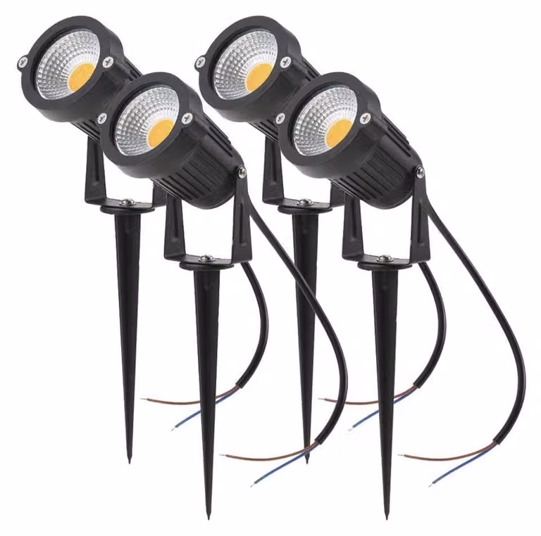 Faretto LED COB da 5W, illuminazione esterna IP65 con picchetto da terra, set da 4