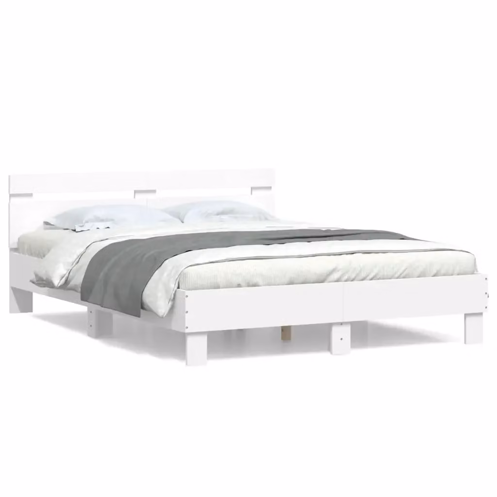 Giroletto con Testiera vidaXL in Legno Multistrato Bianco L: 140 cm, P: 190 cm – 2
