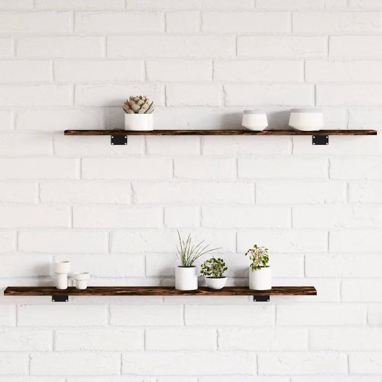 Set di 4 mensole da parete vidaXL in legno multistrato color rovere fumo, L: 100 cm, P: 10 cm, H: 1,5 cm
