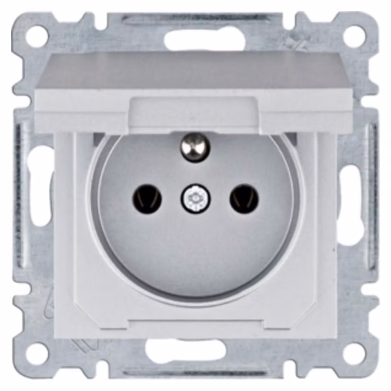 Prese Lumina con messa a terra e coperchio, 16 A/250 VAC, colore argento, modello WL1122