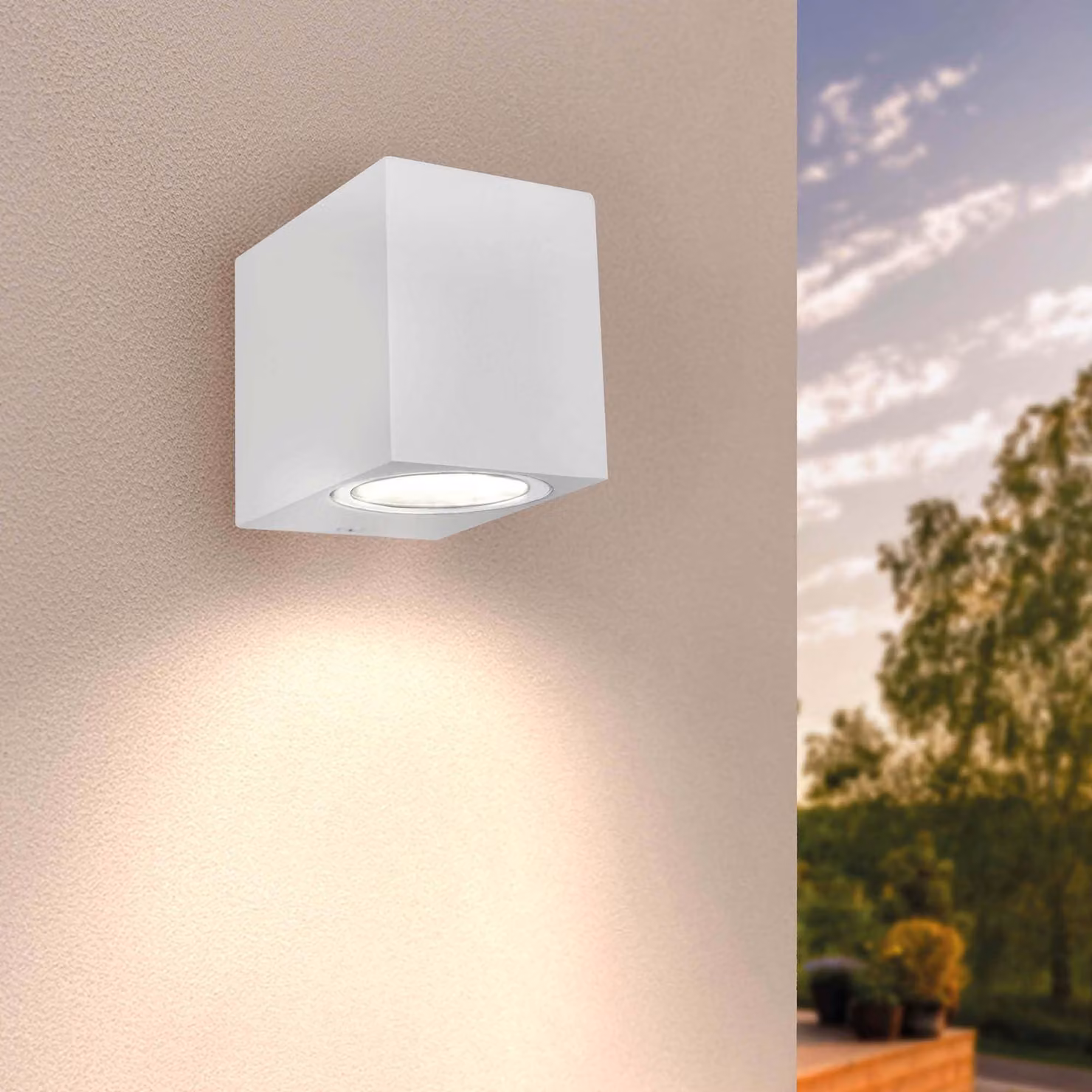Lampada da parete San Diego, bianca, 35W, attacco GU10, grado di protezione IP54, adatta per esterni