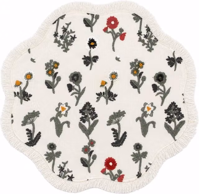 Base decorativa sagomata 38 cm con fiori bianca