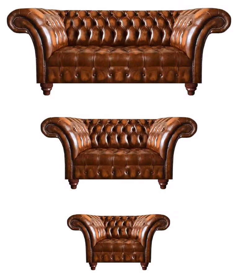 Hochwertige Chesterfield Garnitur Couchgarnitur 2x Sofas Polster Sessel