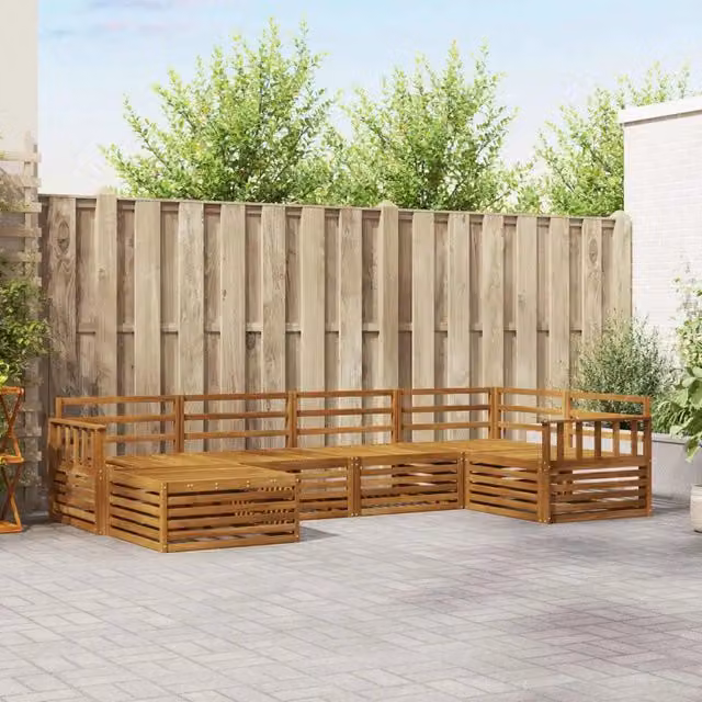 Set di divani da esterno 6 pz Naturale Legno di Acacia Massello 3373729