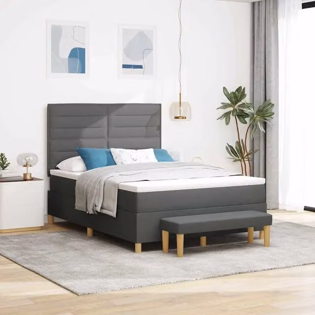Letto a molle con cuscino vidaXL Grigio, L/P/H: 160 x 200 x 128 cm