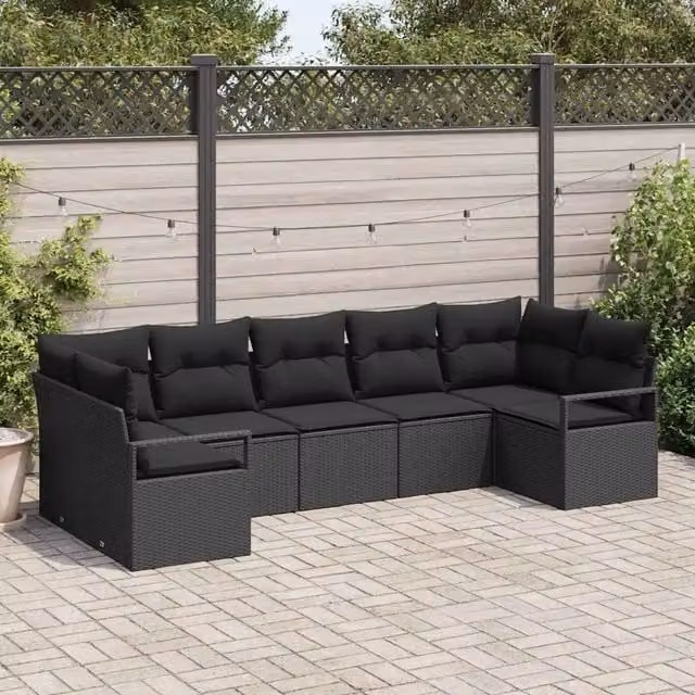 Set Divano da Giardino 7 pz Nero polyrattan 3355202