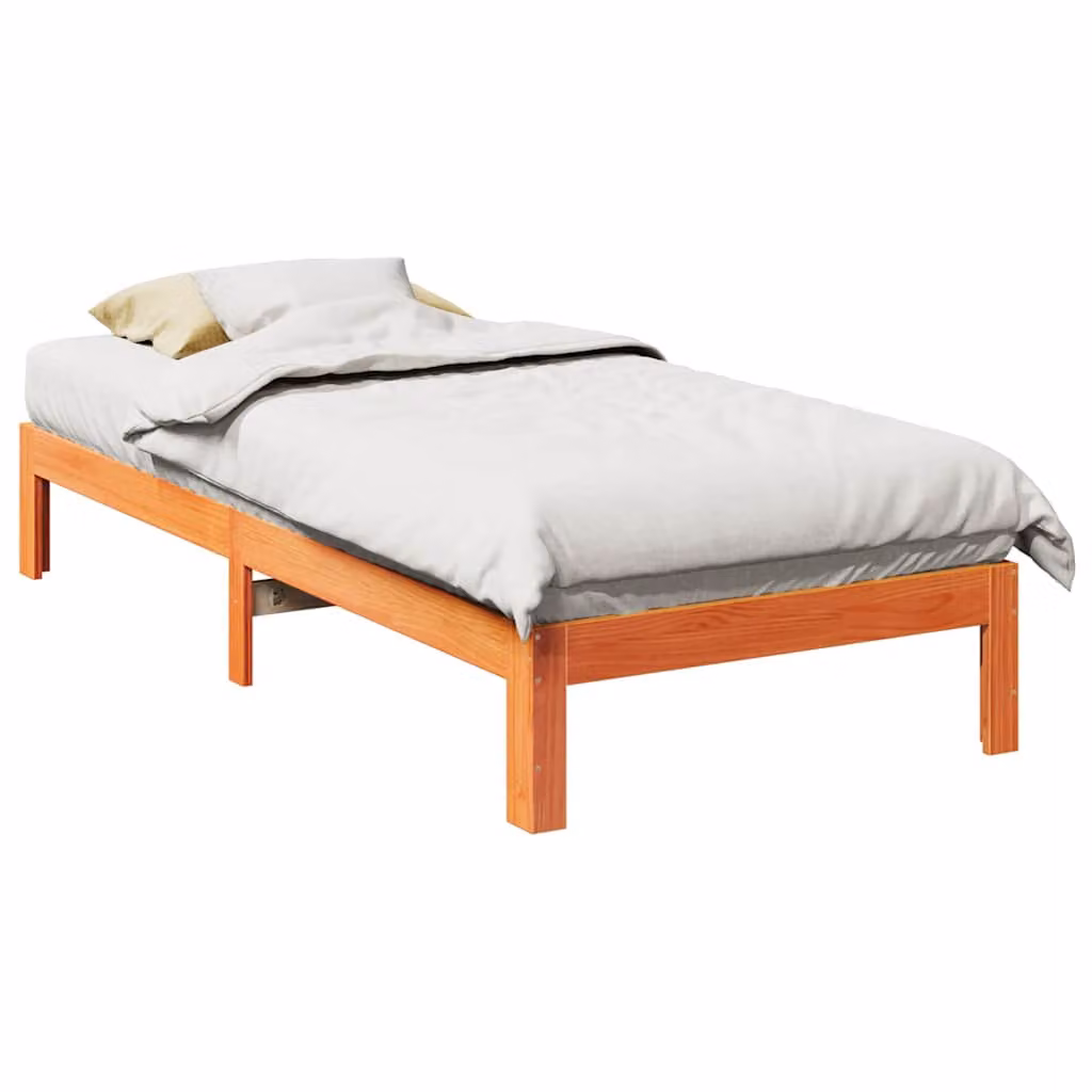 vidaXL Giroletto in legno di pino massello marrone cera con doghe piatte L/P: 200 x 90 cm