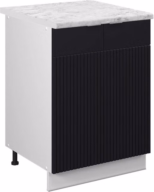Mobiletto base cucina Fame-Line Nero rigato/Bianco 60 cm, PL Marmo Vicco
