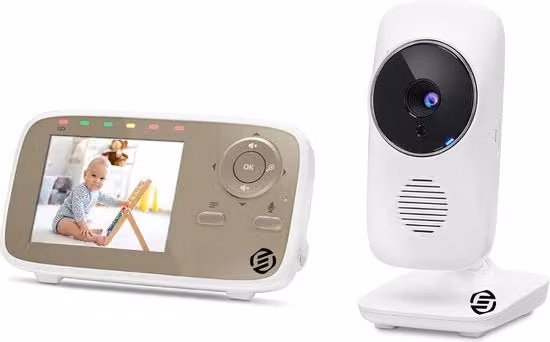 Sistema di Sorveglianza per Bambini Multifunzionale con Camera, Visione Notturna, Audio Bidirezionale e Display della Temperatura, Bianco
