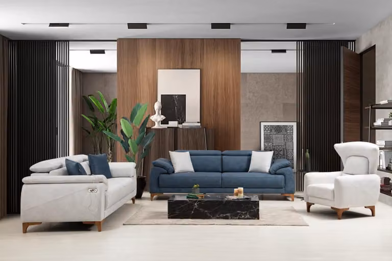 Wohnzimmer Set Modern Luxus Sofagarnitur 3 tlg Polster Möbel Textil