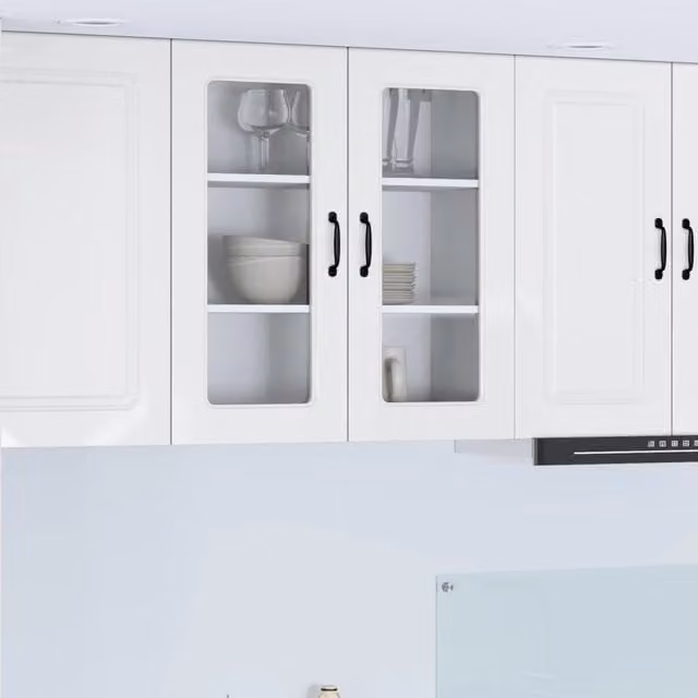 Armadio da cucina a parete vidaXL Bianco Lucido con ante in vetro e ripiani interni L/P/H: 80 x 31 x 80 cm