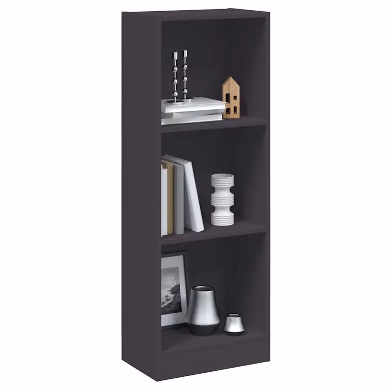 Libreria moderna vidaXL a 3 ripiani in legno e MDF, colore grigio, L 40 cm x P 24 cm x H 109 cm