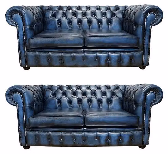 Chesterfield Design Luxus Polster Sofa Couch Sitz Garnitur Leder #164
