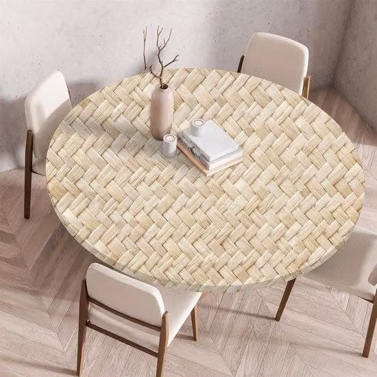 Tovaglia rotonda, stampata in 3D, lavabile, 100 cm, tessuta, per interni ed esterni, cucina, sala da pranzo, tavoli da picnic