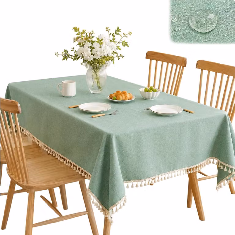Tovaglia lavabile, resistente alle intemperie, dimensioni 140 x 180 cm, con frange, adatta sia per interni che per esterni